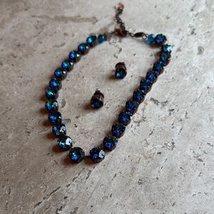 Sabika Luxury Cruise  Crystal Choker Necklace with Matching Stud Earrings